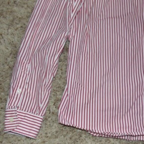 Mens American Eagle Sport Shirt Small Red White Stripe Long Sleeve Button Front - Picture 6 of 6